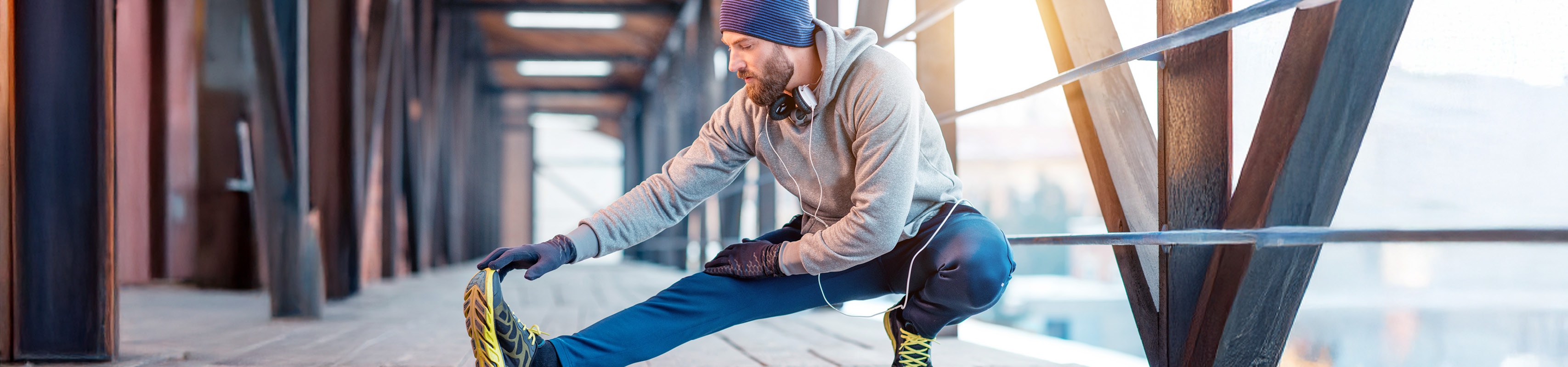 Person stretching before a run.