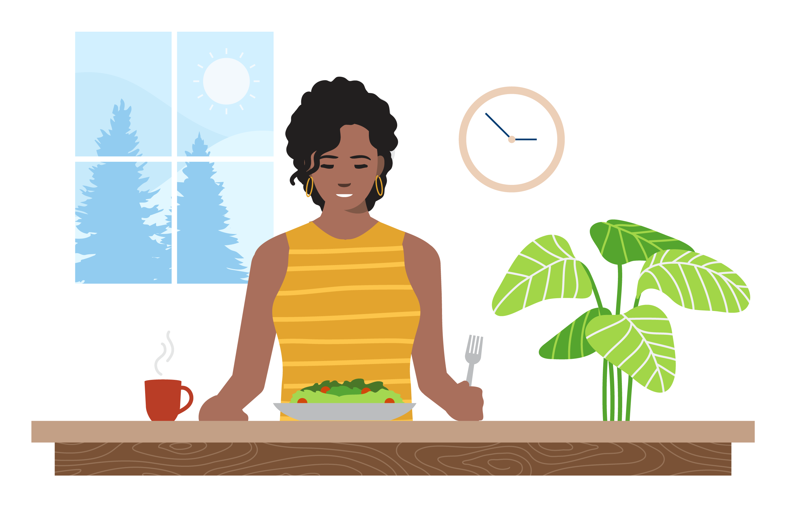 Woman eating salad (PNG)