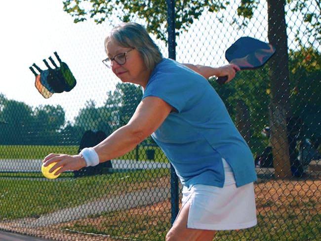 Tookie Gentilcore playing pickleball
