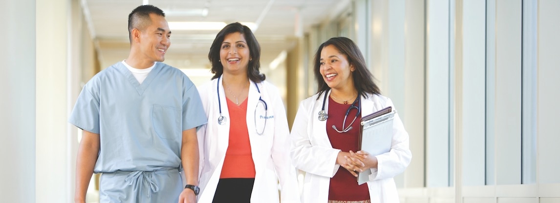 medical staff in hallway