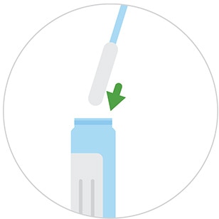 Un hisopo de algodón siendo insertado en un tubo de ensayo