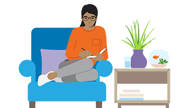 Persona que toma notas en una agenda