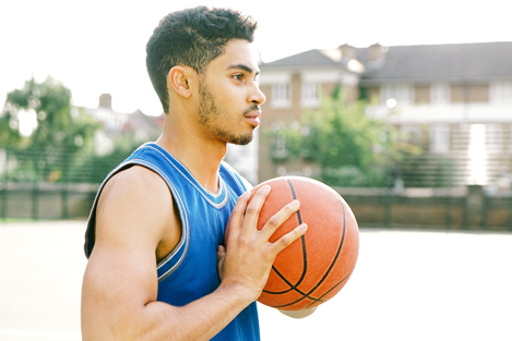 Person playing basketball