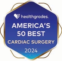 Insignia para las 50 mejores cirugías cardíacas según Healthgrades America en 20224