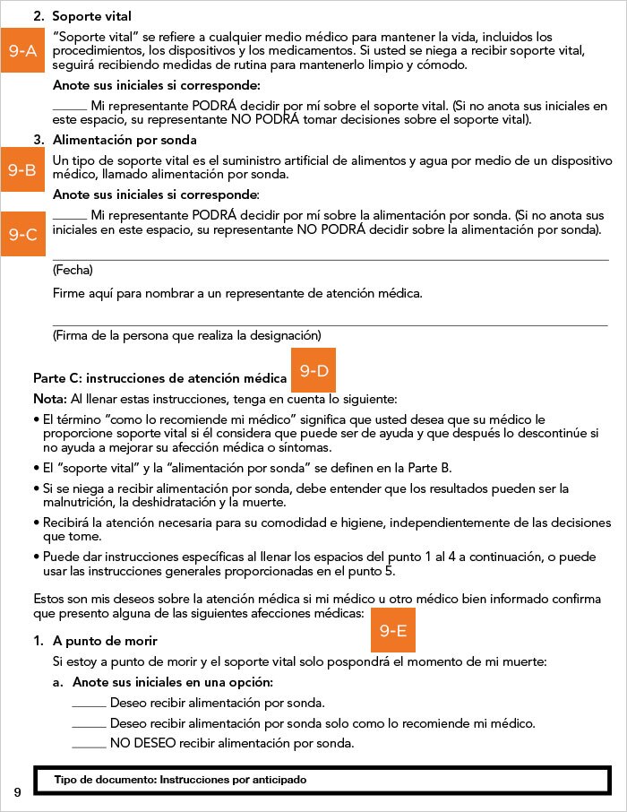 Guía página a página para Instrucciones Médicas por Anticipado - Oregon - page09