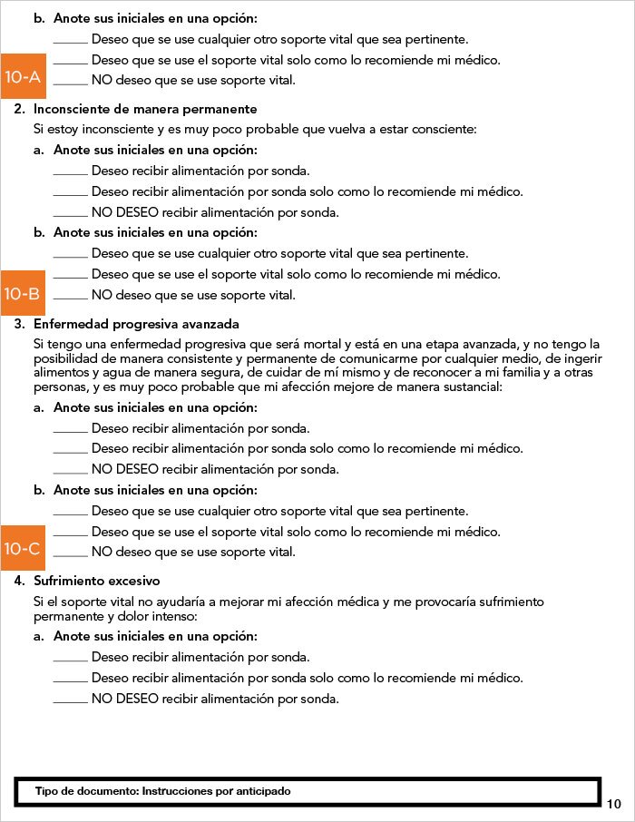 Guía página a página para Instrucciones Médicas por Anticipado - Oregon - page10