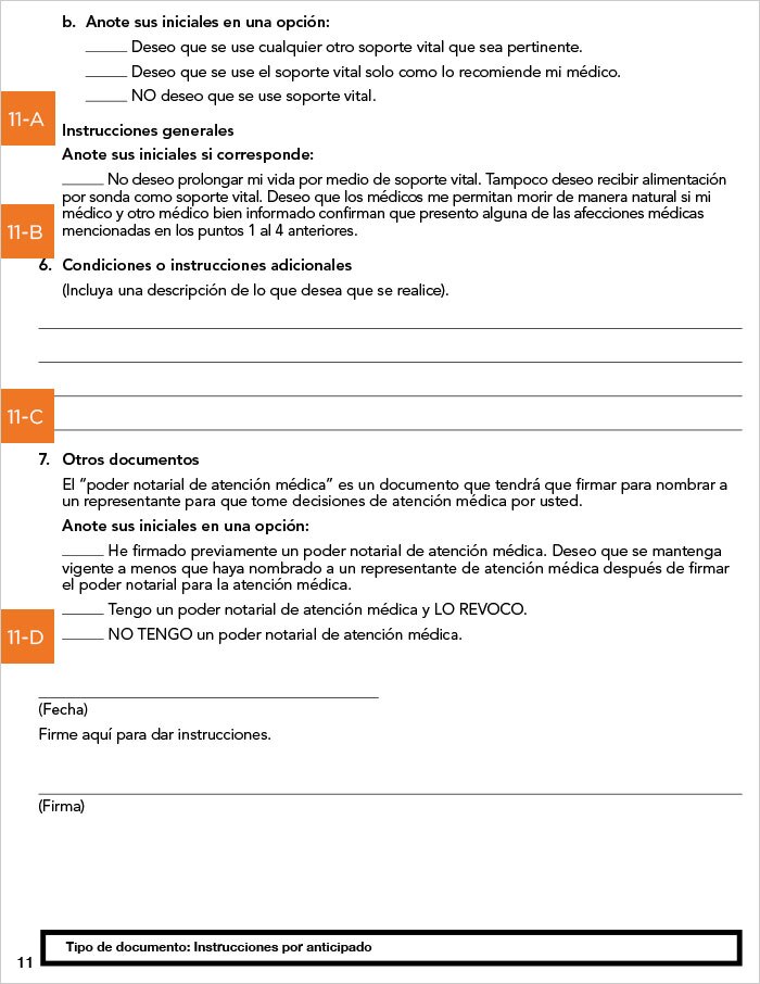 Guía página a página para Instrucciones Médicas por Anticipado - Oregon - page11