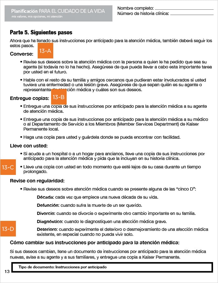 Guía página a página para Instrucciones Médicas por Anticipado - Oregon - page13