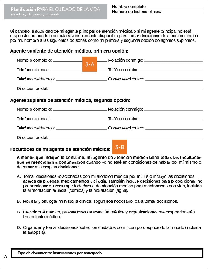 Guía página a página para Instrucciones Médicas por Anticipado para el Cuidado de la Salud – District de Columbia - página 3 