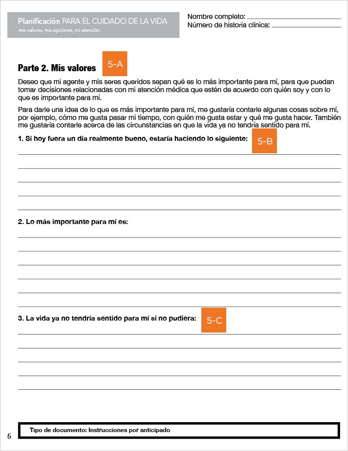 Guía página a página para Instrucciones Médicas por Anticipado para el Cuidado de la Salud – District de Columbia - página 5 