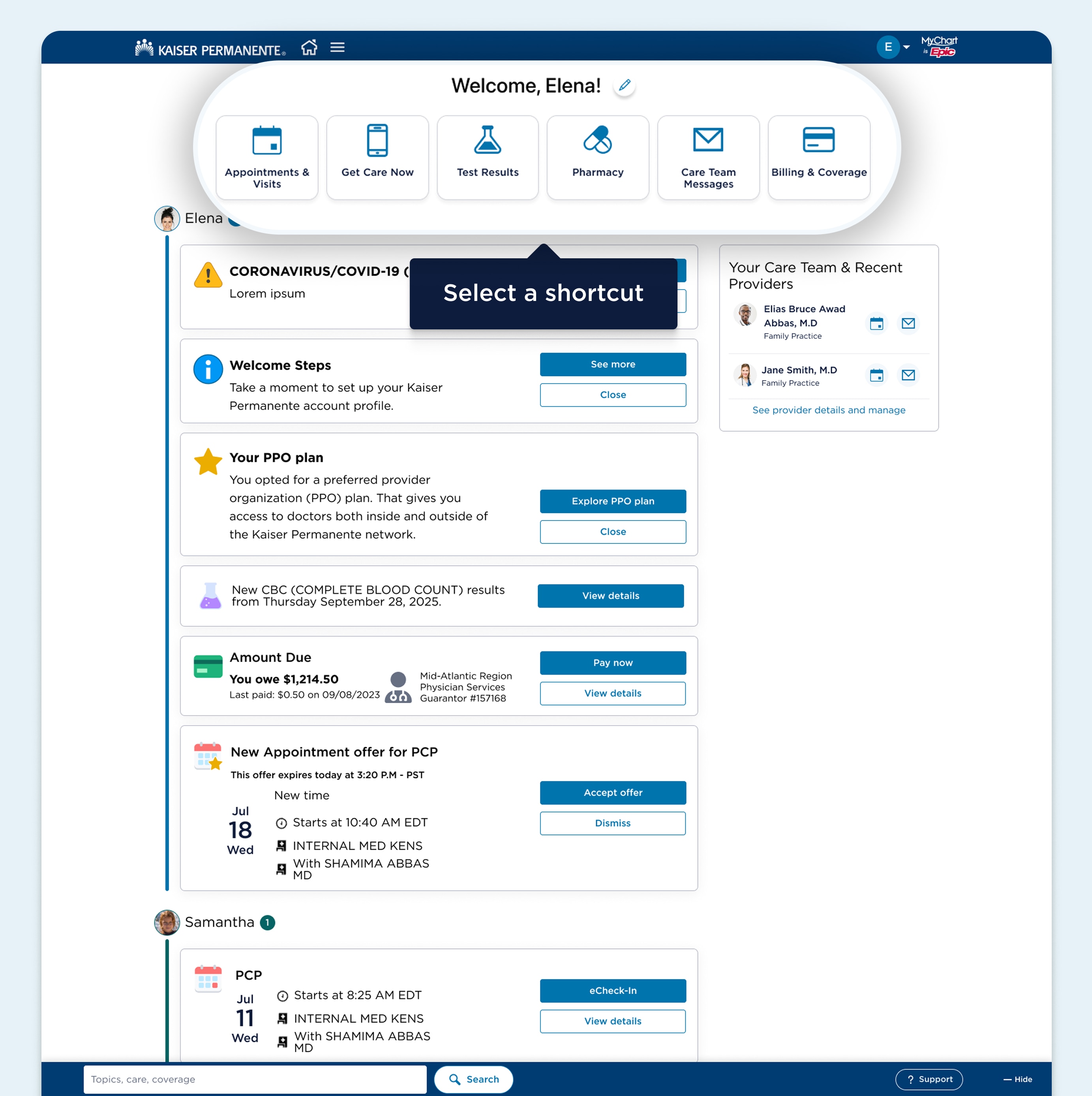 Save time with quick links