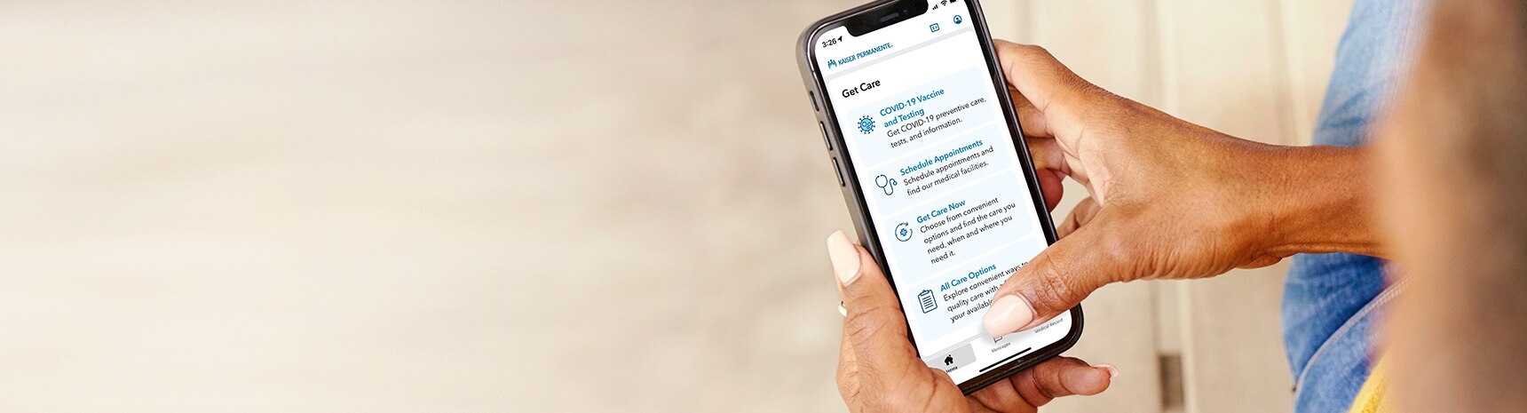 Person looking at mobile app on phone