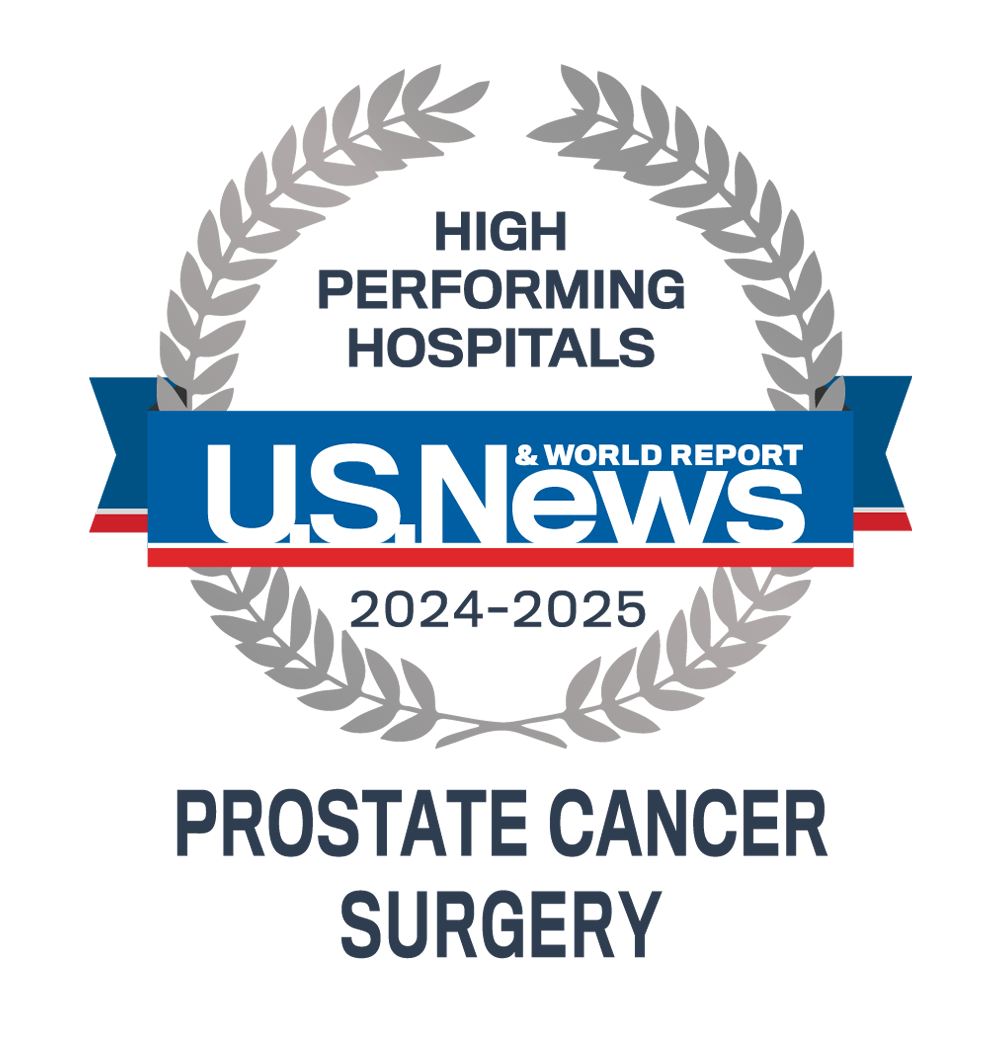 Insignia de hospital de alto desempeño 2024-25 de U.S. News & World Report en cirugía para cáncer de próstata