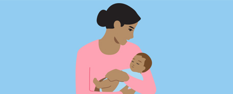 Madre acunando a su bebé