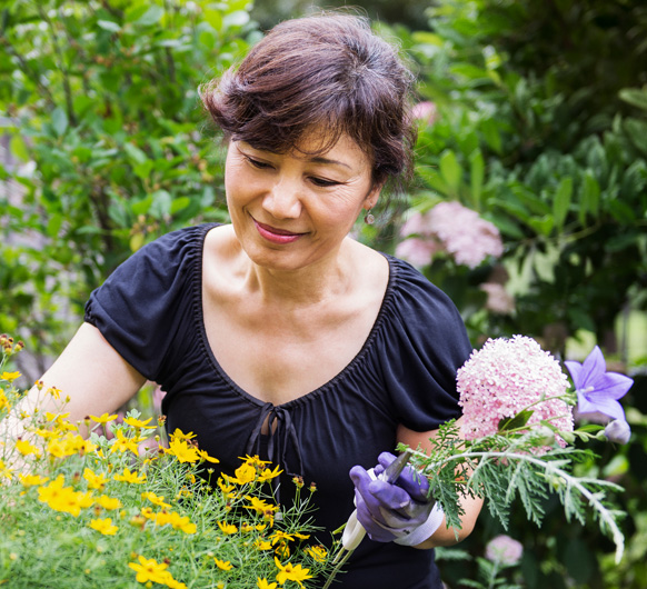 Persona mayor haciendo tareas de jardinería