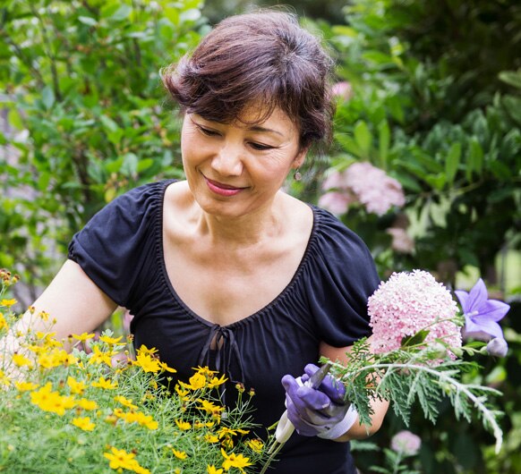 Persona mayor haciendo tareas de jardinería