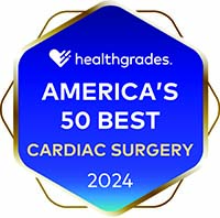 Insignia para las 50 mejores cirugías cardíacas según Healthgrades America en 20224
