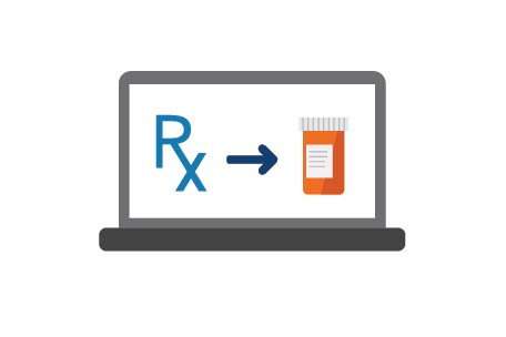 Computadora portátil que muestra un pedido de medicamento