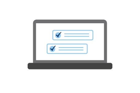Computadora portátil que muestra los diferentes pasos