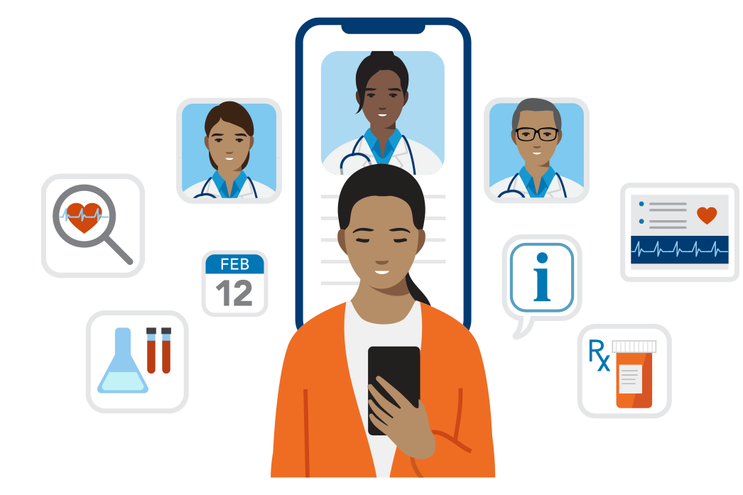 Miembro revisando opciones de atención en su teléfono