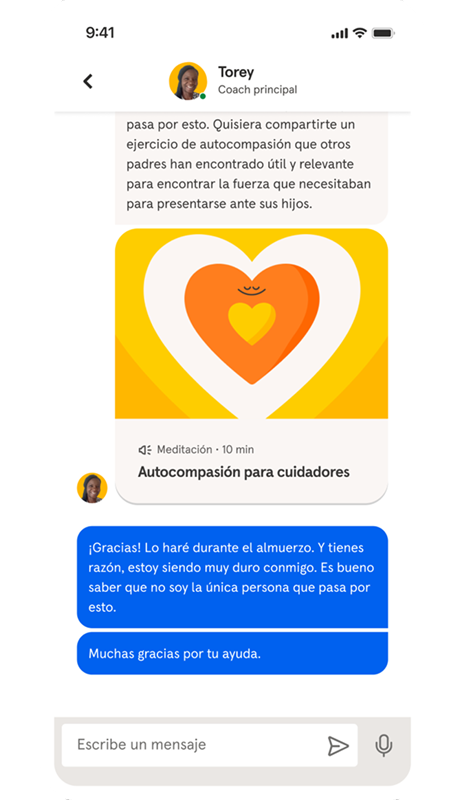 Aplicación Headspace abierta en un teléfono móvil